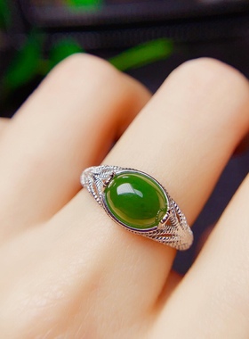 碧玉活口可调节绿色日韩风女戒