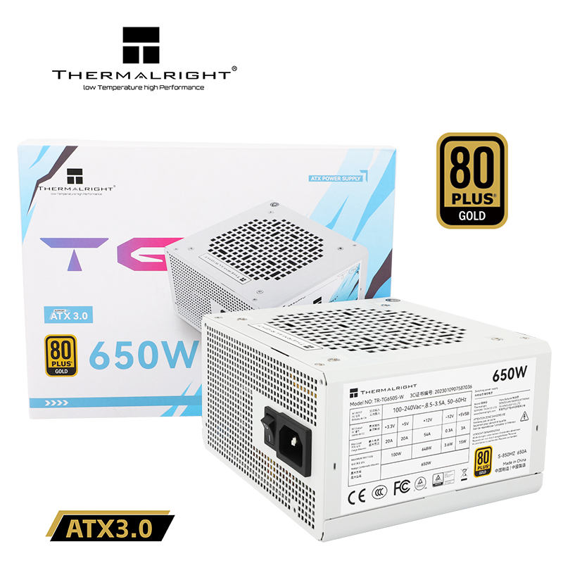 利民Thermalright 额定650W TG650S-W 金牌电源ATX电源14CM小机身