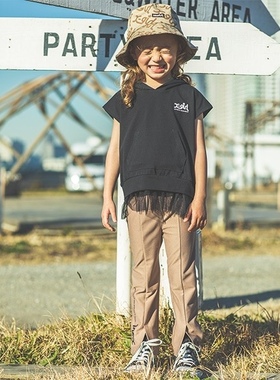 日本高端代G品牌Xgirl 全棉风帽无袖T恤雷丝边