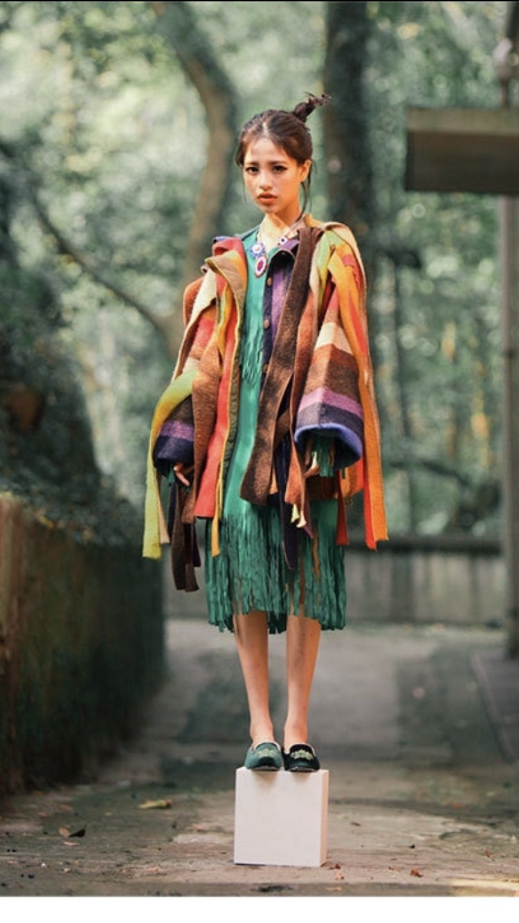 vintage古着孤品尖货 彩虹古董衣