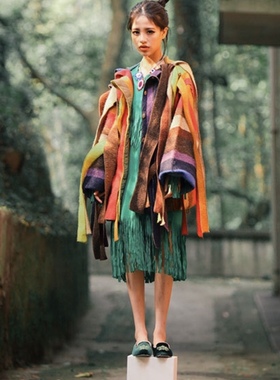 vintage古着孤品尖货 彩虹古董衣