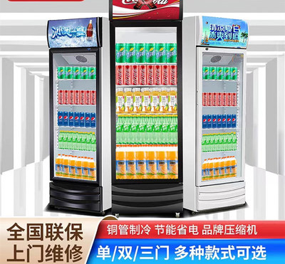 超窄薄立式冰柜105L小型冰箱宽36cm商家用冰吧饮料冷藏展示柜