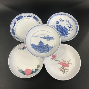 湖南醴陵老瓷器釉下彩群力7,8英寸浅盘深盘环保高温强化瓷