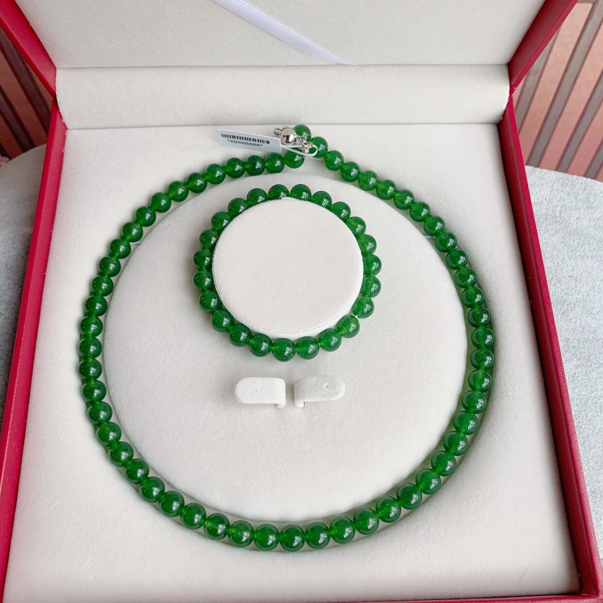 绿色天然玉石项链手链套装中老年生日送妈妈老婆节日新年首饰礼物