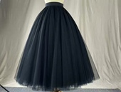 高腰蓬蓬裙百褶网纱裙大摆半身裙子长裙女 中长款 2025新款 秋冬秋季