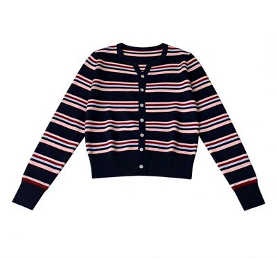 【玉米专享】时髦彩色条纹宽松罩衫上衣8812