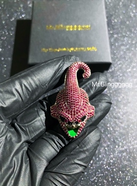 欧美珠宝满钻粉色吊坠