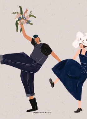 插画定制｜婚纱情侣照亲子宠物合照写真生活照转插画二创纪念礼物