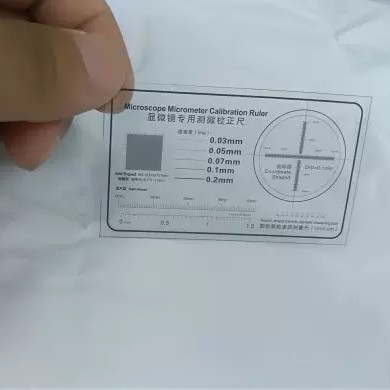 美克达显微镜透明塑料片校正尺O.03美尅达显微镜测量尺0.01玻璃片