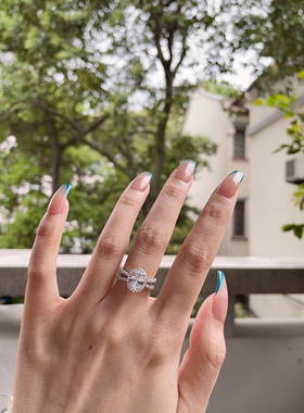 JollyMolly小众设计师925银礼物生日百搭个性交叉鸽子蛋戒高碳钻