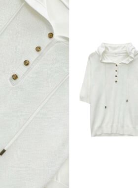 【玉米专享】连帽短袖t恤冰丝针织衫上衣4016