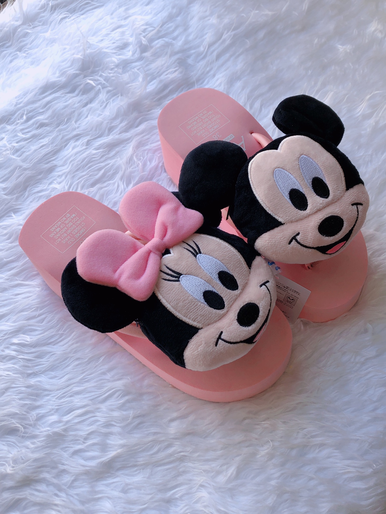 人字拖粉色坡跟防滑沙滩凉鞋