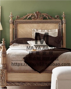 欧式 美式 复古雕花双人床 雕花做旧实木卧室床 新古典大床 实木床