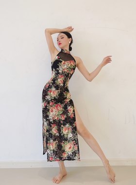 旗袍弹力蕾丝中国拼接soso佳