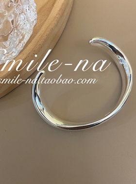 韩国进口纯银弧线个性百搭手镯