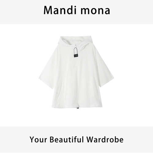 Mandi mona /【轻启夏日】气质半拉链连帽上衣MM513X082