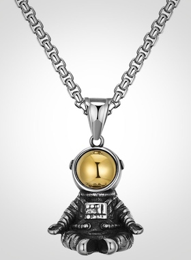 嘻哈禅意太空人项链钛钢男不掉色
