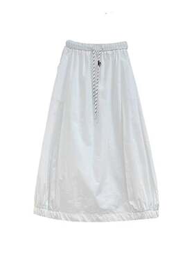 【玉米专享】极简风松紧腰休闲花苞半身裙女2066