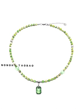 蝴蝶绿宝石嘻哈风锁骨链