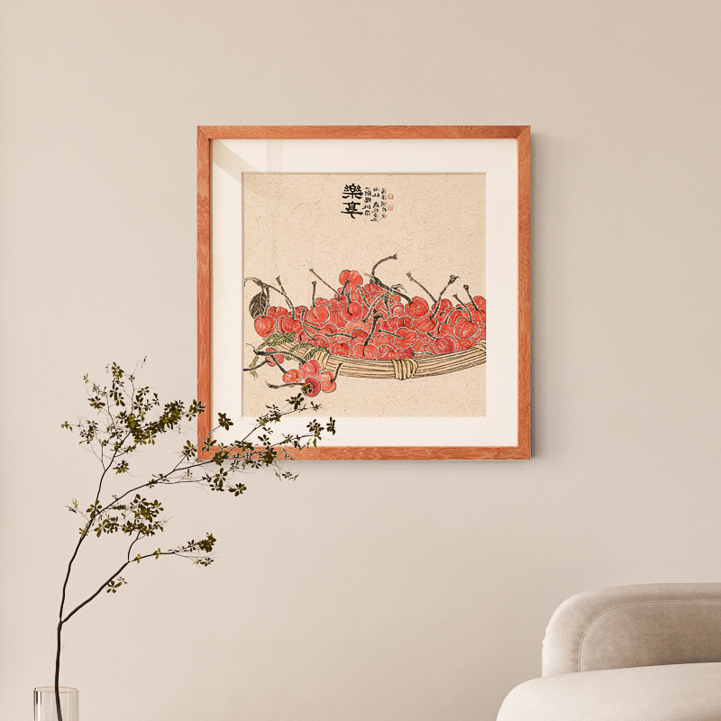 福寿新中式装饰画水墨佛手瓜餐厅方形双联茶室卧室禅意蔬菜小挂画图片
