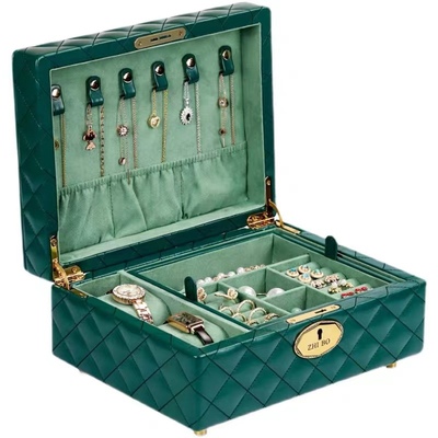 包邮翡翠绿奢华双层欧式珠宝箱 首饰收纳盒项链盒生日结婚礼品盒