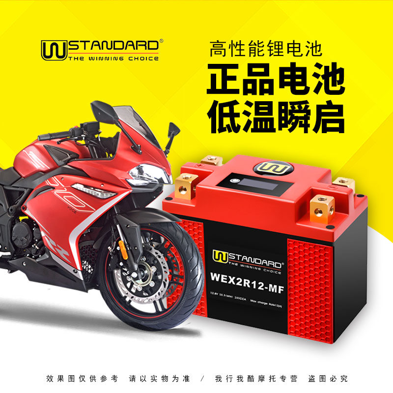 摩托车隆鑫LX300无极300RR 300R CR6摩托车电瓶12V美国W锂电池