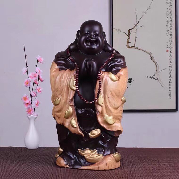 恭喜发财红木家居摆设弥勒佛像