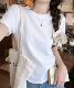 弹力短袖 圆领短款 不规则收腰 T恤 小田tia专享
