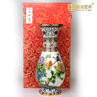 家居装 景泰蓝花瓶钢花瓶铜胎珐琅新中式 饰摆设收藏工艺品乔迁礼品