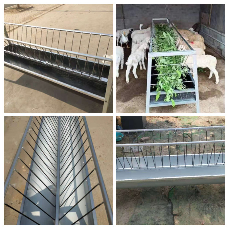 喂羊食槽双面羊槽子铁草架养羊料槽质量加厚槽子输送带带架子牢固