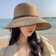 韩版 夏季 帽子女高品质金属字母标纯色百搭防晒遮阳帽大沿太阳帽新