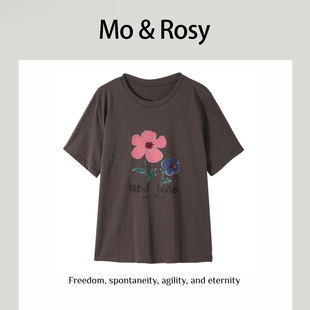 MO&ROSY【罗曼花絮】圆领百搭花朵短袖MR417J016