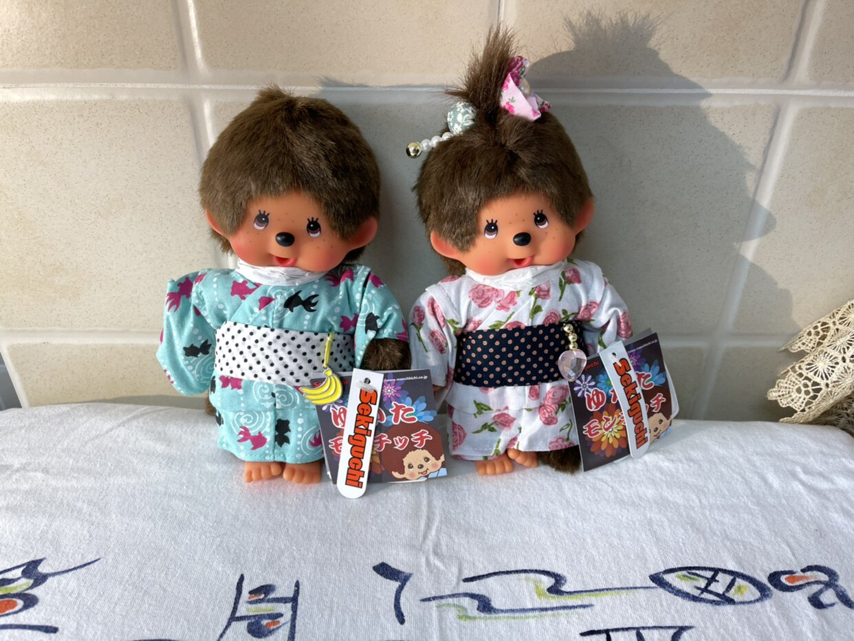 蒙奇奇 monchhichi 夏日 烟花 金鱼 玫瑰 浴衣 和服 男生女生对娃