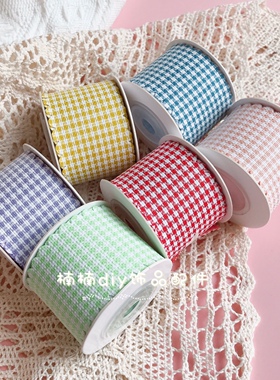 diy千鸟格织带花边发饰