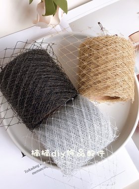 diy菱角大渔网纱发夹丝带蝴蝶结