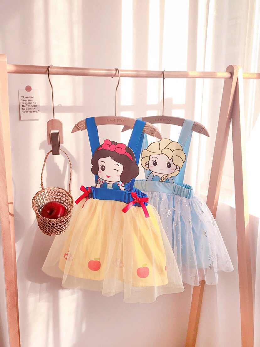 夏款儿童小童卡通背带连衣裙女孩公主网纱裙女童六一礼服裙