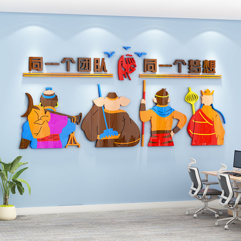 办公室墙面装饰创意团队凝聚力励志文化背景墙贴立体企业公司布置