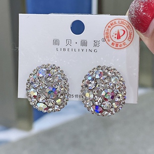 满钻气质耳针耳扣s925银针百搭高品耳饰女礼物 时尚 丽银新款 韩版