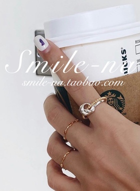 韩国进口小众ins款925叠搭银珠