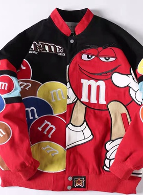 dudack新款潮牌嘻哈秋冬休闲男女M豆棒球服拼接潮流夹克