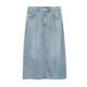 小四专享 长裙 莱赛尔 开叉高腰天丝牛仔半身裙 3.7 水洗做旧