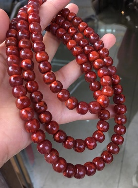 川料瓦西老型108佛珠火焰红色红润无杂无裂精品多圈手链百搭女款