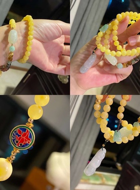 金绞蜜翡翠复古时尚风多圈手串