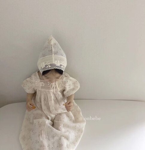 韩国进口法式风碎花蕾丝童装现货