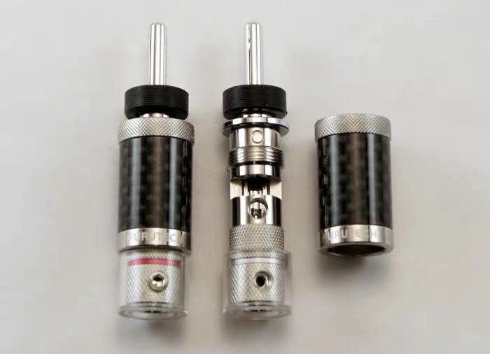 日本碳纤维香蕉头Y头音响线喇叭线音箱线接插头基本全新特价全铜