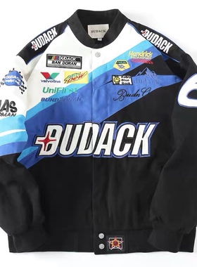 DUDACK2024秋冬复古潮牌外套新款男女加厚宽松刺绣拼接棒球服夹克