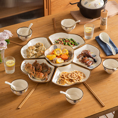 团圆拼盘套装组合高颜值碗碟盘子家庭聚餐餐具年夜饭陶瓷碗盘勺