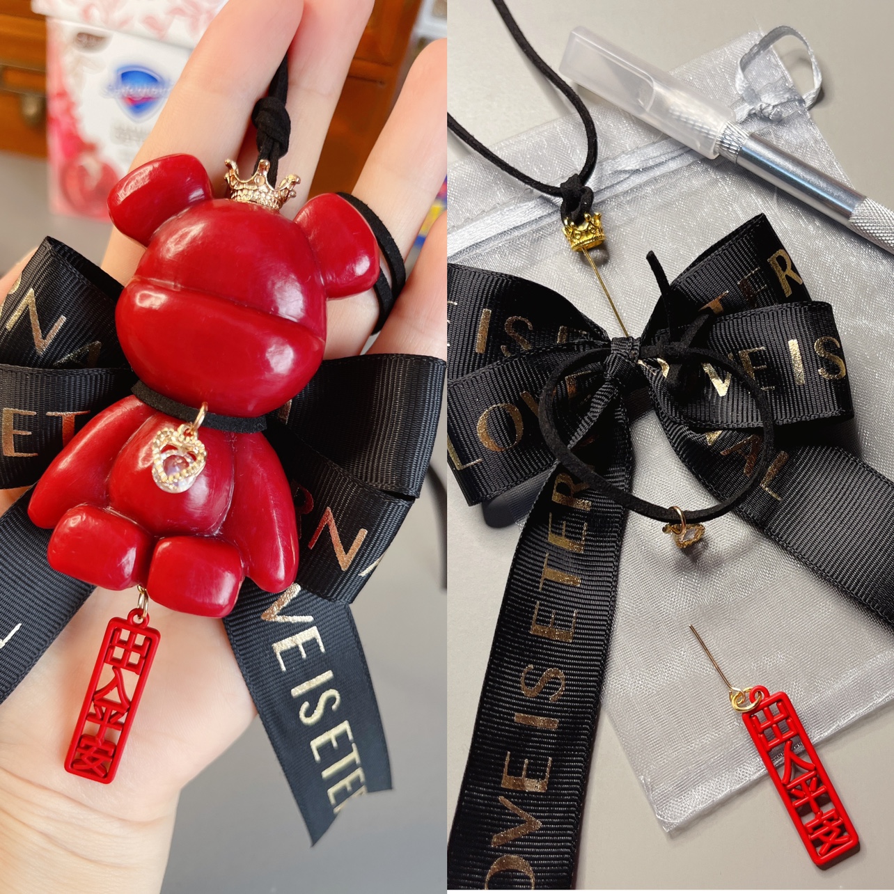 非成品】小红书红石榴香皂雕刻小熊米奇爱心材料挂件diy配件包邮