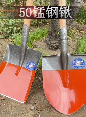 燕洋 农用工具 大号铁锹 长铁柄铁锨铁铲钢锹方锹尖锹铁锹头方锨