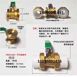 铜家用PPR水管总阀25双头活接铜球阀N水表热熔开关阀门20